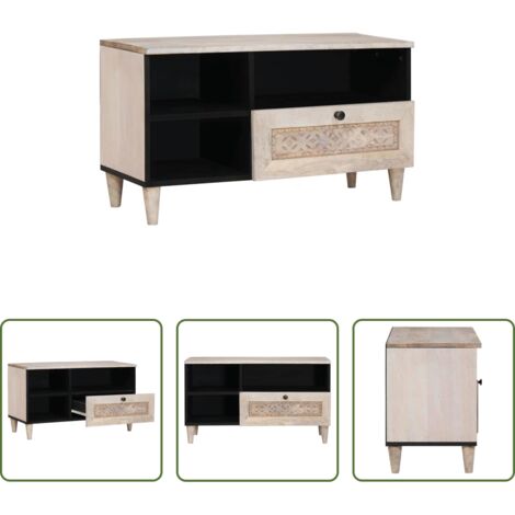 vidaXL Mobile TV -  Unità TV con cassetto Bianco 80 x 33 x 46 cm Legno multistrato