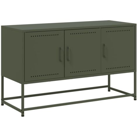 vidaXL Mobile TV Verde Oliva 100,5x39x60,5 cm in Acciaio