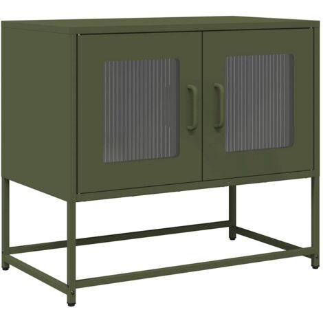 vidaXL Mobile TV Verde Oliva 68x39x60,5cm in Acciaio Laminato a Freddo