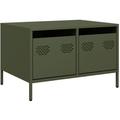 vidaXL Mobile TV Verde Oliva 68x50x43,5cm in Acciaio Laminato a