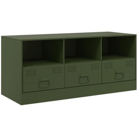 vidaXL Mobile TV Verde Oliva 99x39x44 cm in Acciaio