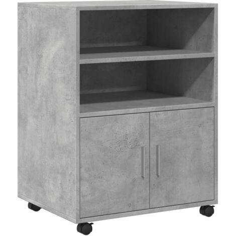 vidaXL Mobiletto con Ruote Grigio Cemento 60x48x81 cm in Truciolato