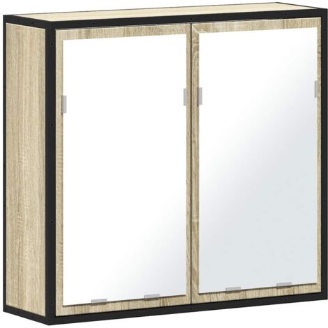 vidaXL Mobiletto con specchio per bagno in rovere Sonoma 65x20x60 cm in legno ingegnerizzato
