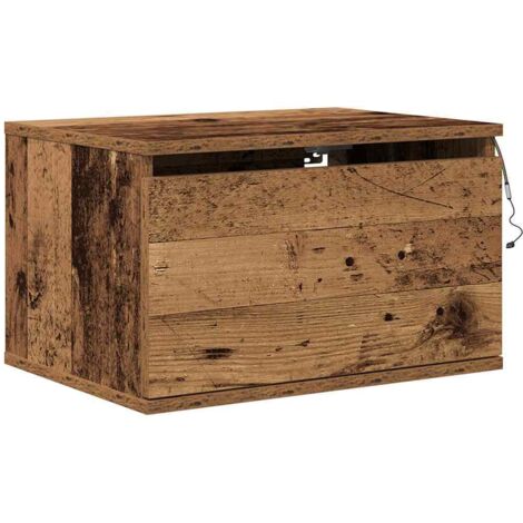 vidaXL Mobiletto da comodino a parete Legno vecchio 50 x 36 x 30 cm
