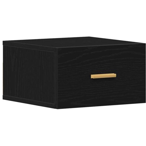 vidaXL Mobiletto da comodino a parete Rovere nero 35 x 35 x 20 cm