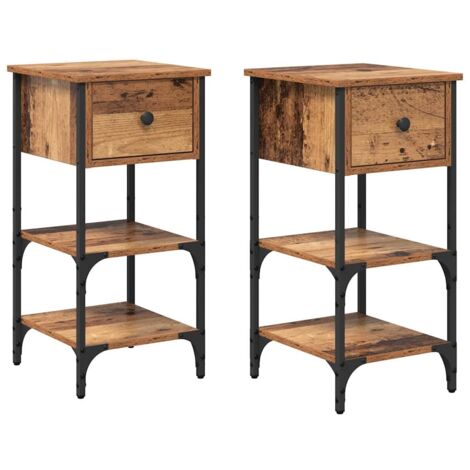 vidaXL Mobiletto da Notte 2 pcs Legno vecchio 34 x 36 x 70 cm