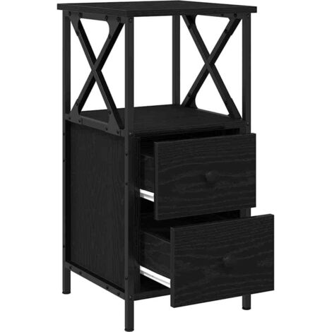 vidaXL Mobiletto da Notte 2 pcs Rovere nero 34 x 35.5 x 70 cm