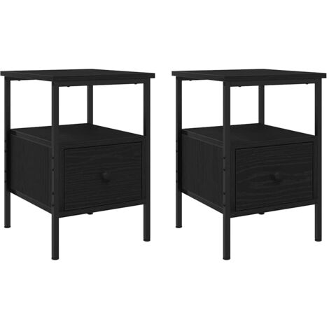 vidaXL Mobiletto da Notte 2 pcs Rovere nero 34 x 36 x 50 cm