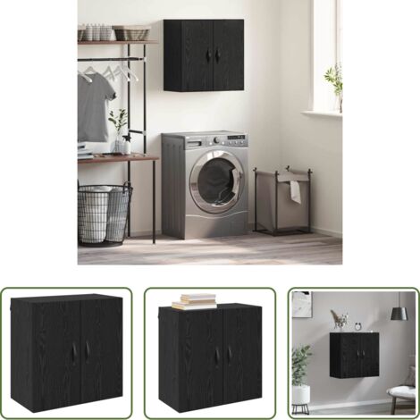 vidaXL Mobiletto da parete -  Mobiletto a muro Rovere Nero 60 x 31 x 60 cm Legno multistrato