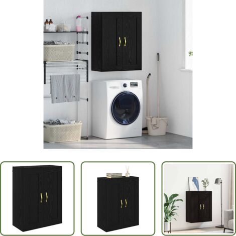 vidaXL Mobiletto da parete -  Pensile Rovere Nero 69,5 x 34 x 90 cm Legno multistrato