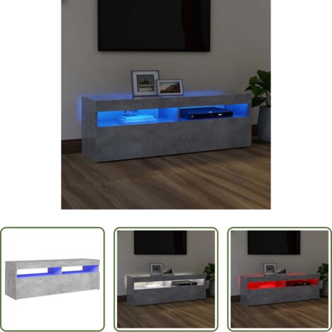 vidaXL Mobiletto HiFi -  Mobile Porta TV con Luci LED Grigio Cemento 120x35x40 cm
