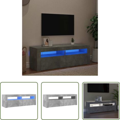 vidaXL Mobiletto HiFi -  Mobile Porta TV con Luci LED Grigio Cemento 120x35x40 cm