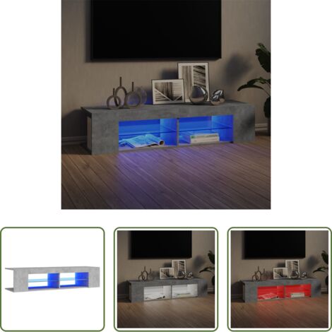 vidaXL Mobiletto HiFi -  Mobile Porta TV con Luci LED Grigio Cemento 135x39x30 cm