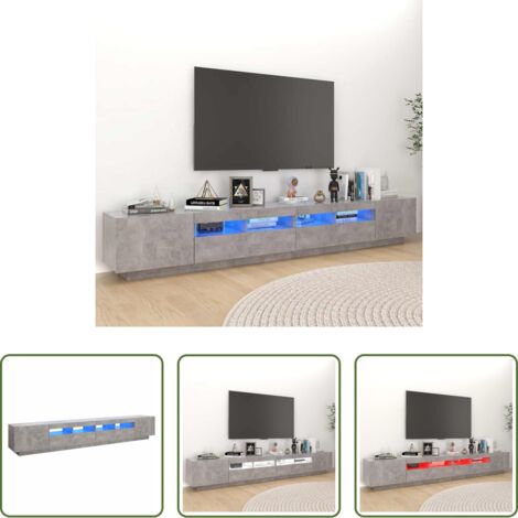 vidaXL Mobiletto HiFi -  Mobile Porta TV con Luci LED Grigio Cemento 260x35x40 cm