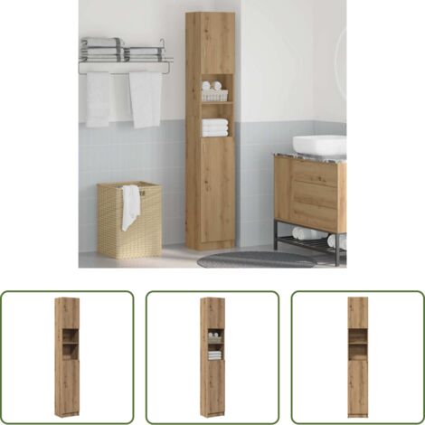 vidaXL Mobiletto in legno artigianale -  Mobiletto da bagno artigianale in rovere 32x25,5x190 cm in legno ingegnerizzato