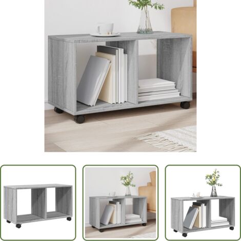 vidaXL Mobiletto in truciolato -  Mobiletto con Ruote Grigio Sonoma 72x33x42,5 cm in Truciolato