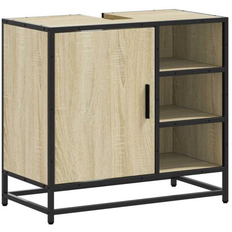 vidaXL Mobiletto per Lavabo da Bagno Rovere Sonoma 65x33x60 cm Legno Massello