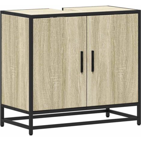 vidaXL Mobiletto per Lavabo da Bagno Rovere Sonoma 65x33x60 cm Legno Massello