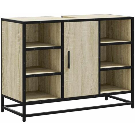 vidaXL Mobiletto per Lavabo da Bagno Rovere Sonoma 80x33x60 cm Legno Massello
