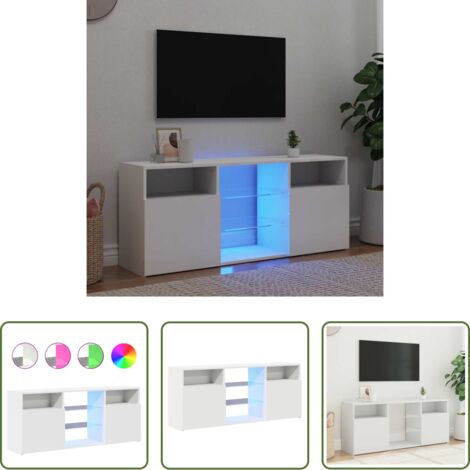 vidaXL Mobiletto TV -  Mobile Porta TV con Luci LED Bianco 120x30x50 cm