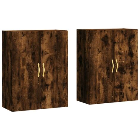 vidaXL Mobili a Parete 2 pz Rovere Fumo 69,5x34x90 cm