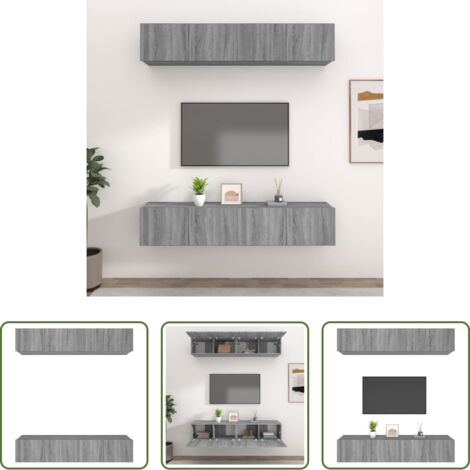 vidaXL Mobili a parete -  Mobili TV 4 pz Grigi Sonoma 80x30x30 cm in Legno Multistrato