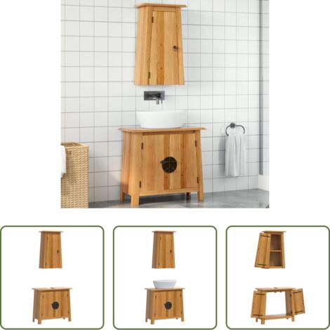 vidaXL Mobili da bagno in legno -  Set Mobili da Bagno 2 pz in Legno Massello di Pino