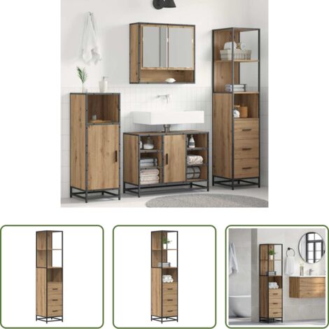 vidaXL Mobili da bagno moderni -  Set di mobili per il bagno con cassetto Rovere artigianale