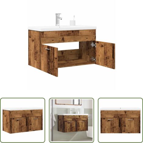 vidaXL Mobili da bagno -  Set Mobili da Bagno 2 pz Legno Antico in Legno Multistrato