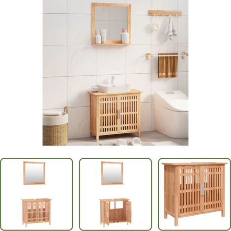 vidaXL Mobili da bagno -  Set Mobili da Bagno 2pz in Legno Massello di Noce