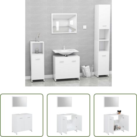 vidaXL Mobili da bagno -  Set Mobili da Bagno Bianco in Legno Multistrato