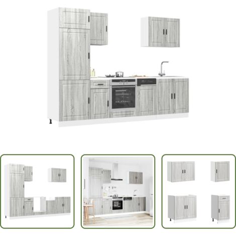 vidaXL Mobili da cucina 7 pezzi -  Set Mobili da Cucina 7 pz Porto Grigio Sonoma in Truciolato