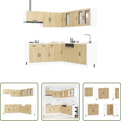 vidaXL Mobili da cucina con scomparti -  Set Mobili da Cucina 11 pz Lucca Rovere Sonoma in Truciolato