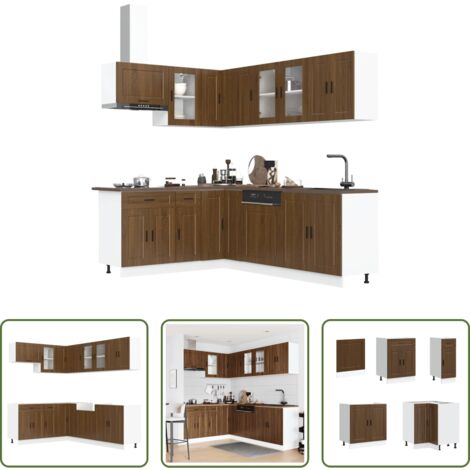 vidaXL Mobili da cucina con scomparti -  Set Mobili da Cucina 11 pz Porto Rovere Marrone in Truciolato