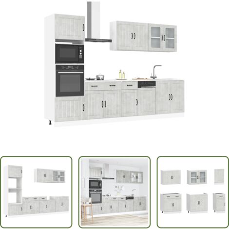 vidaXL Mobili da cucina con scomparti -  Set Mobili da Cucina 7 pz Lucca Grigio Cemento in Truciolato