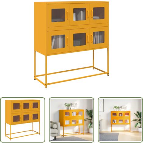 vidaXL Mobili da cucina -  Credenza Giallo Senape 100,5x39x107cm Acciaio Laminato Freddo