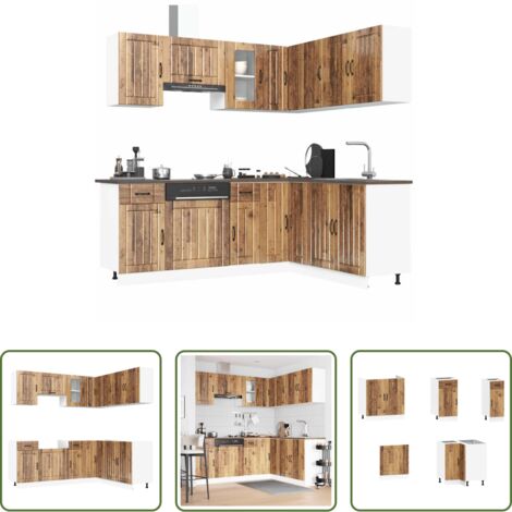 vidaXL Mobili da cucina in legno antico -  Set Mobili da Cucina 11 pz Lucca Legno Antico in Truciolato