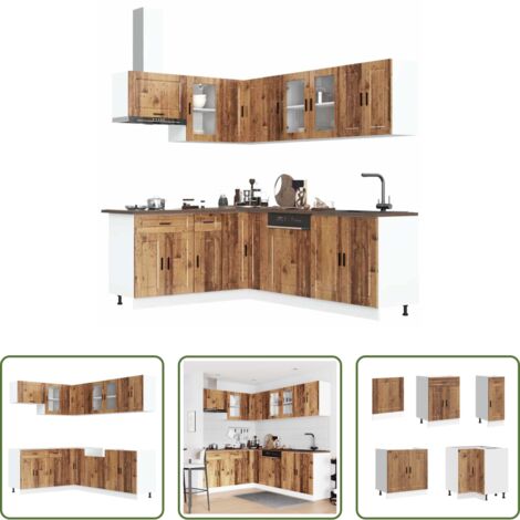 vidaXL Mobili da cucina in legno antico -  Set Mobili da Cucina 11 pz Porto Legno Antico in Truciolato