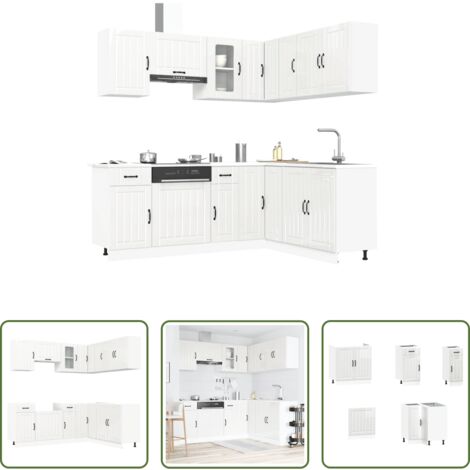 vidaXL Mobili da cucina in legno multistrato -  Set Mobili da Cucina 11 pz Kalmar Bianchi Lucido in Truciolato