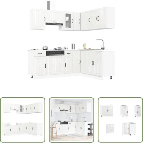 vidaXL Mobili da cucina in legno multistrato -  Set Mobili da Cucina 11 pz Lucca Bianchi Lucido in Truciolato