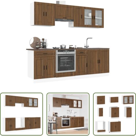 vidaXL Mobili da cucina in legno -  Set Mobili da Cucina 8 pz Kalmar Rovere Marrone in Truciolato