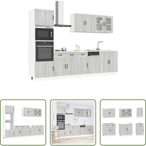 vidaXL Mobili da cucina in truciolato -  Set Mobili da Cucina 7 pz Kalmar Grigio Sonoma in Truciolato