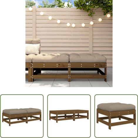 vidaXL Mobili da esterno -  Poggiapiedi Giardino con Cuscini 2pz Legno Massello Pino Ambra