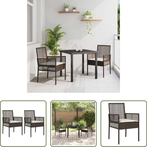 vidaXL Mobili da esterno -  Sedia da Giardino 2 pcs Marrone 55 x 53 x 85 cm polyrattan