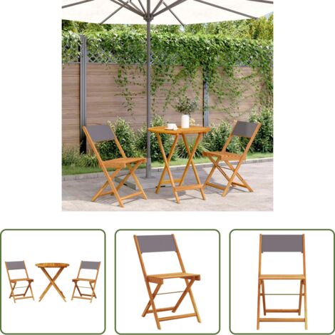 vidaXL Mobili da esterno -  Set da Bistrot 3pz Antracite in Tessuto e Legno Massello
