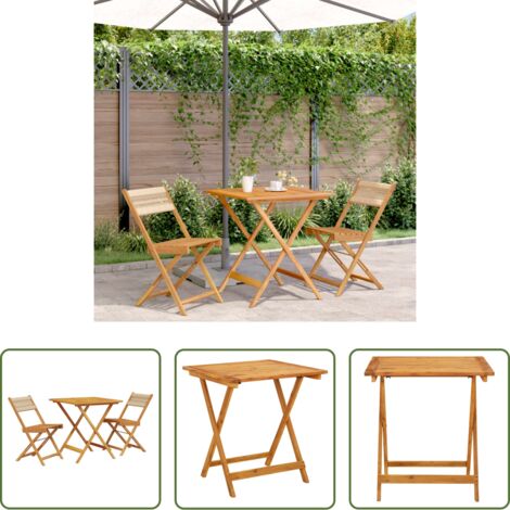 vidaXL Mobili da esterno -  Set da Bistrot 3pz Beige in Polipropilene e Legno Massello