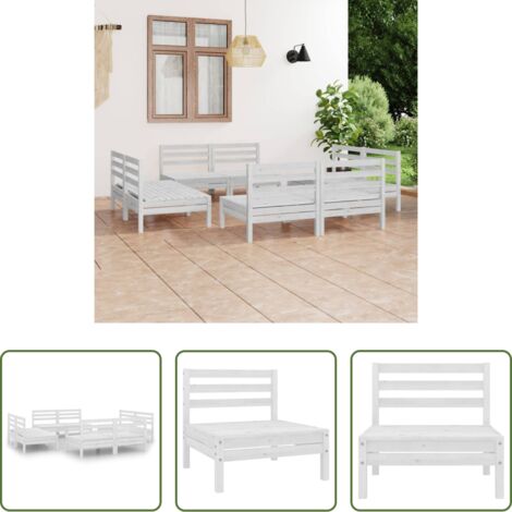 vidaXL Mobili da esterno -  Set Divani da Giardino 8 pz Bianco in Legno Massello di Pino