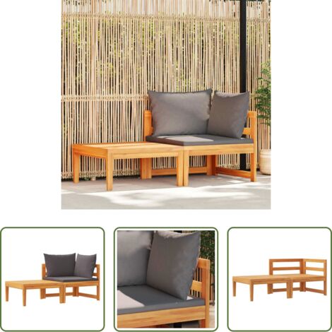 vidaXL Mobili da esterno -  Set Divani Giardino 2 pz con Cuscini Grigio Scuro Legno Acacia