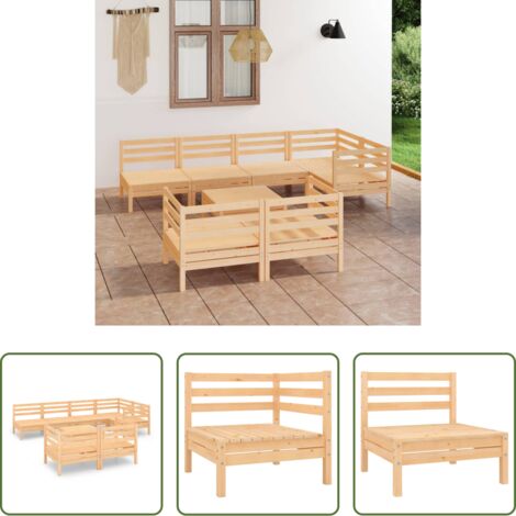 vidaXL Mobili da esterno -  Set Salotto da Giardino 8 pz in Legno Massello di Pino