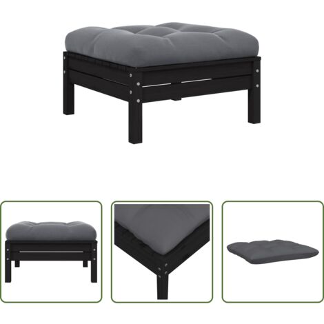 vidaXL Mobili da esterno -  Sgabello da Giardino Cuscino Antracite in Massello di Pino Nero